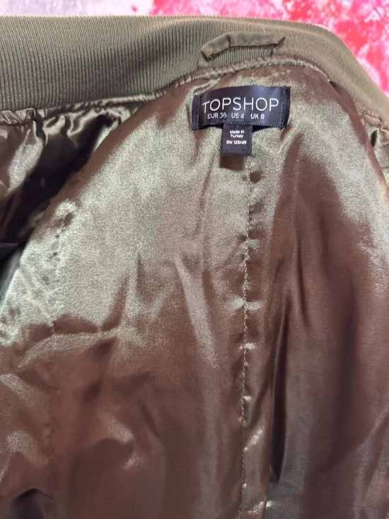 Topshop Olive Bomber Jacket in Military Green - Picture 4 of 7